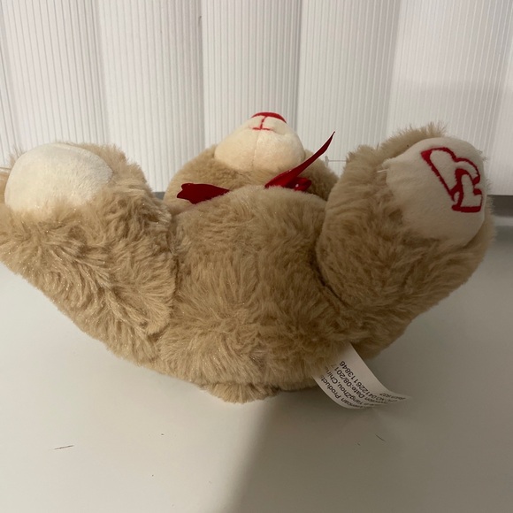 Cute Teddy Bear Plush Stuffed Animal Valentines Gift Hearts And Love Red Bow 9” - Picture 6 of 7